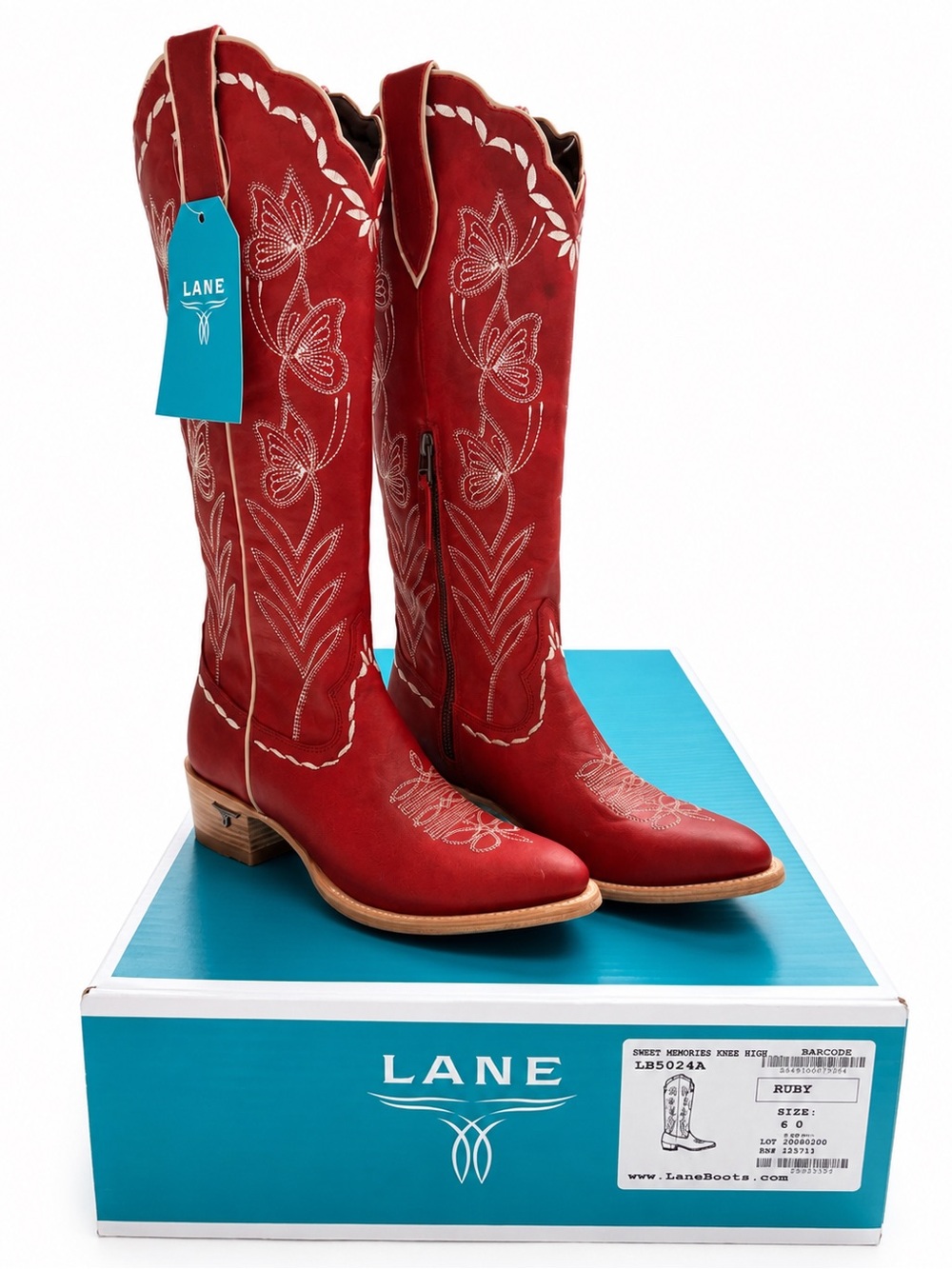 LANE Sweet Memories Smoldering Ruby Knee High Western Boots Size 8 BNWT Box - Picture 6 of 16
